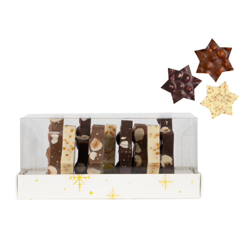 Box mit Huusschoggi Sterne assortiert 