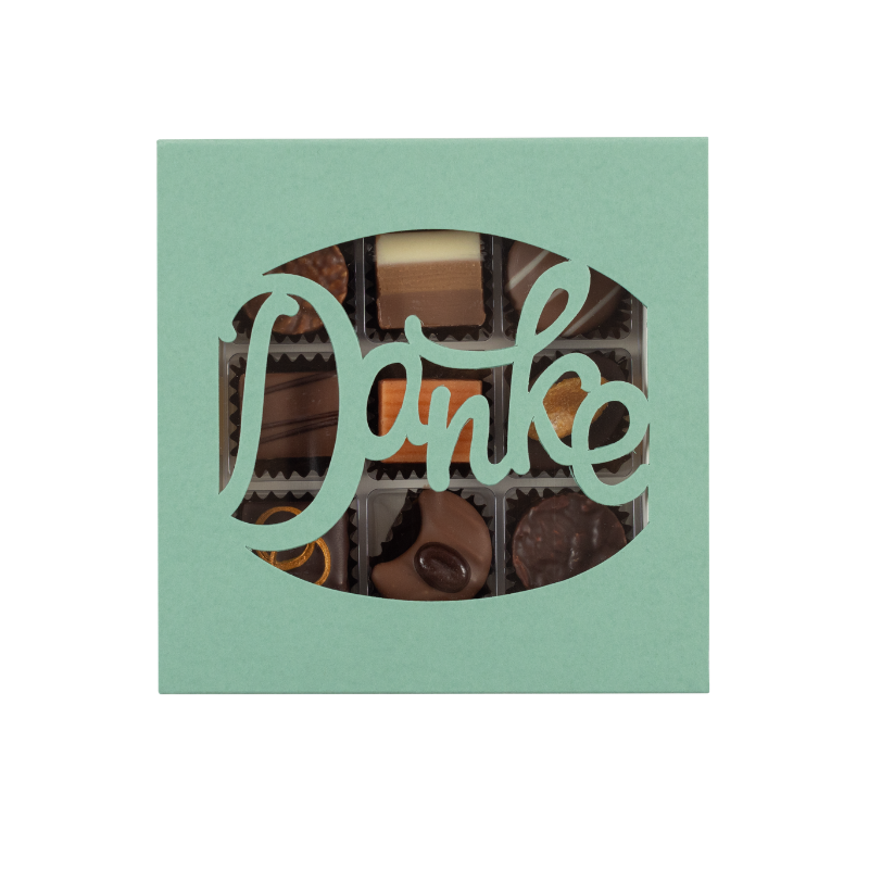 Schachtel "Danke" mit Pralinés & Truffes assortiert (9 Stk.)