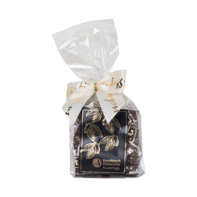 Huusschoggi im Säckli dunkel mit Mandeln