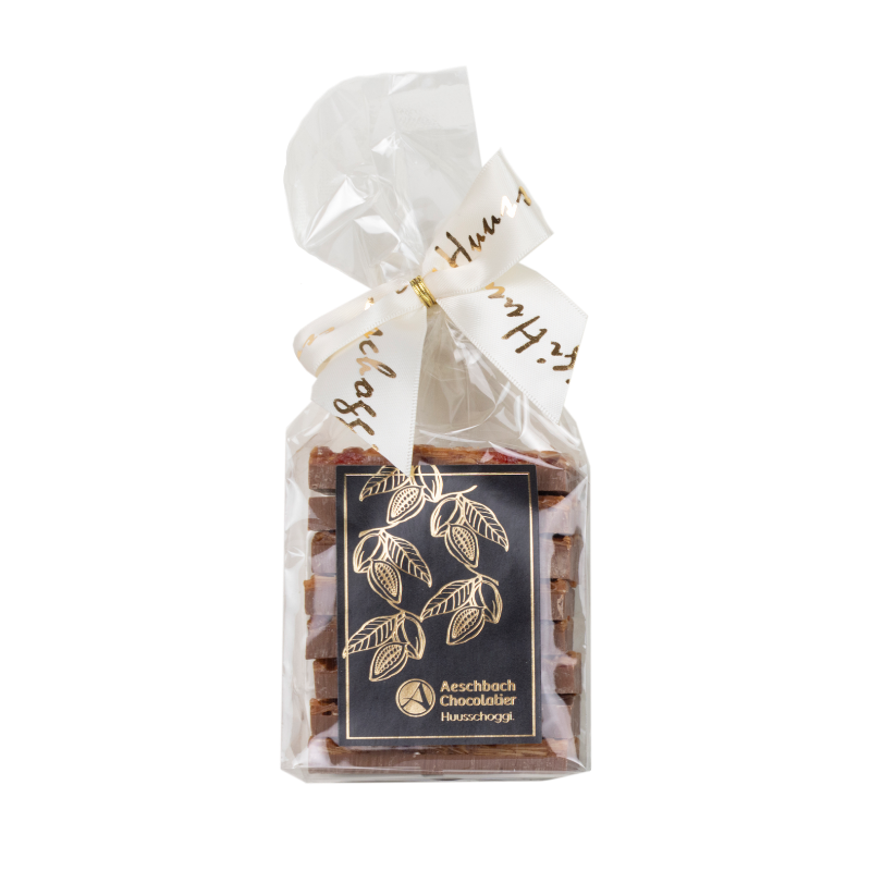 Huusschoggi im Säckli Milch mit Florentiner