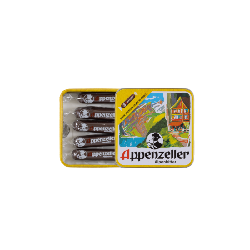Metalldose mit Appenzeller-Stängeli dunkel (10 Stk.)
