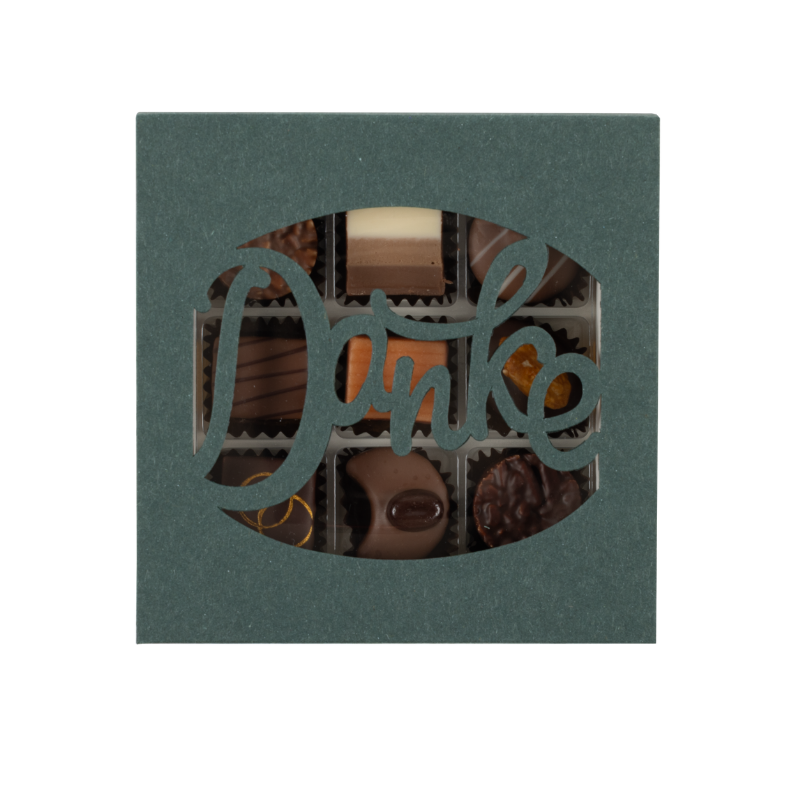 Schachtel "Danke" mit Pralinés & Truffes assortiert (9 Stk.)