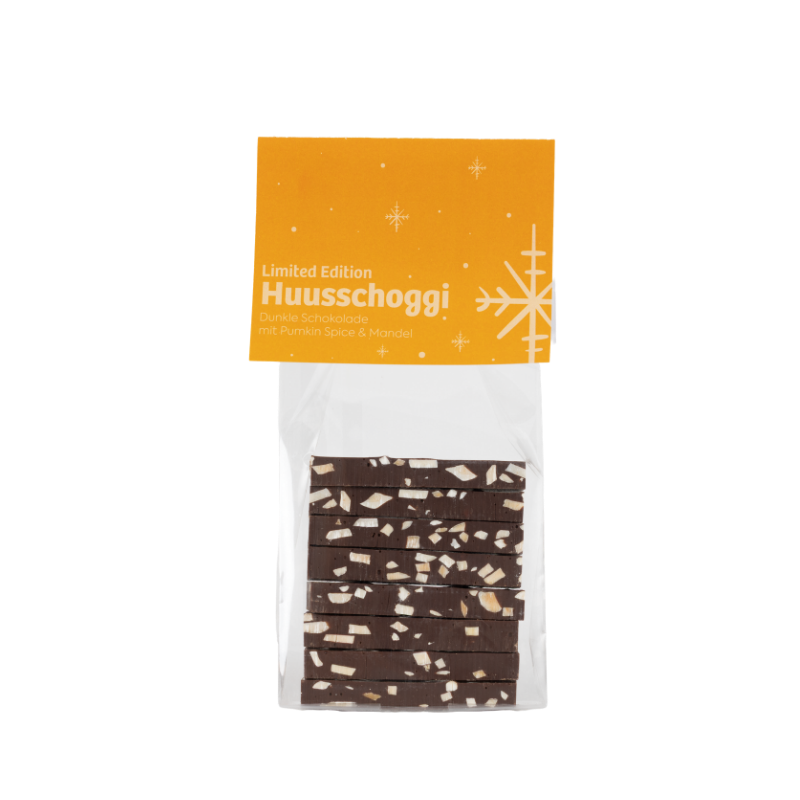 Huusschoggi im Säckli dunkel mit Mandeln & Pumpkin Spice