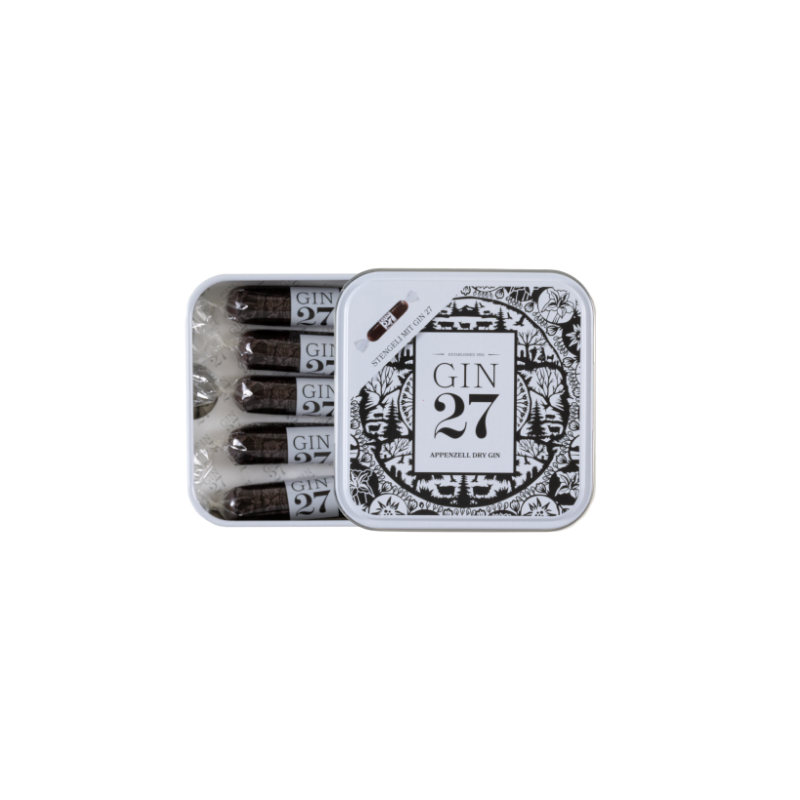 Metalldose mit Gin27-Stängeli dunkel (10 Stk.)